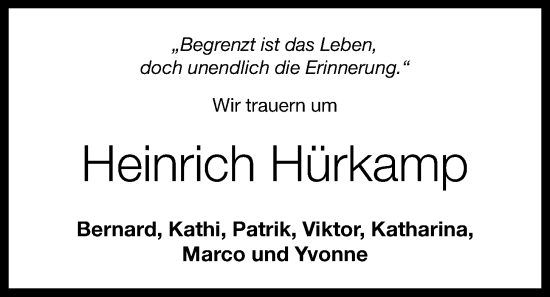 Anzeige von Heinrich Hürkamp von OM-Medien