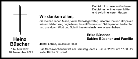 Anzeige von Heinz Büscher von OM-Medien