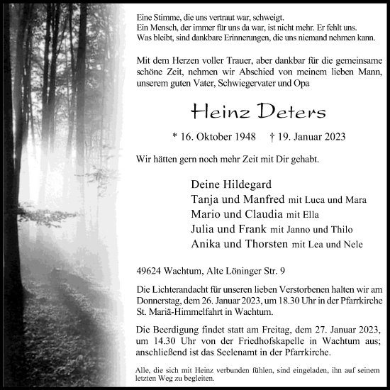 Anzeige von Heinz Deters von OM-Medien