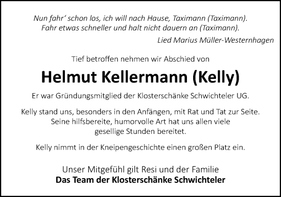 Anzeige von Helmut Kellermann von OM-Medien