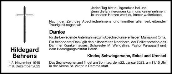 Anzeige von Hildegard Behrens von OM-Medien