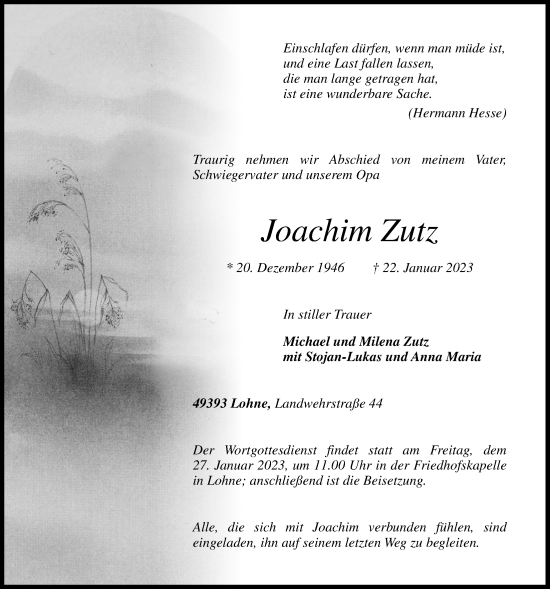 Anzeige von Joachim Zutz von OM-Medien