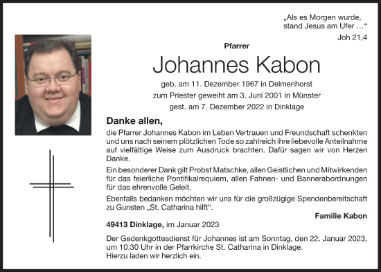 Anzeige von Johannes Kabon von OM-Medien
