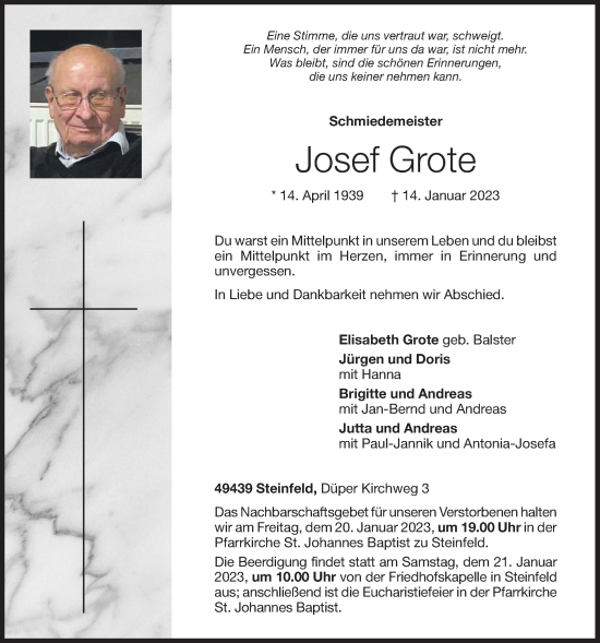 Anzeige von Josef Grote von OM-Medien