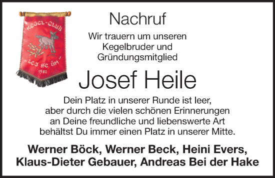 Anzeige von Josef Heile von OM-Medien