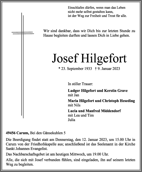 Anzeige von Josef Hilgefort von OM-Medien