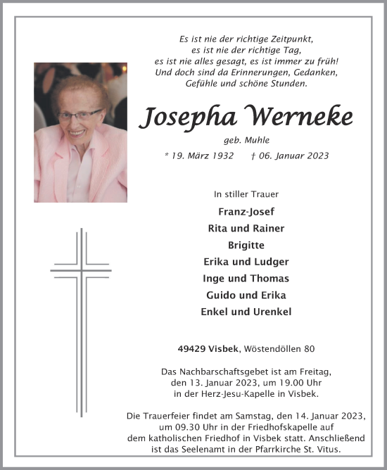 Anzeige von Josepha Werneke von OM-Medien