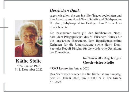 Anzeige von Käthe Stolte von OM-Medien