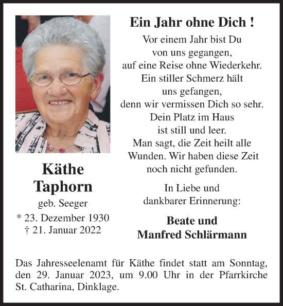 Anzeige von Käthe Taphorn von OM-Medien