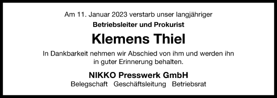 Anzeige von Klemens Thiel von OM-Medien