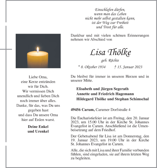 Anzeige von Lisa Thölke von OM-Medien