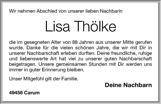 Anzeige von Lisa Thölke von OM-Medien