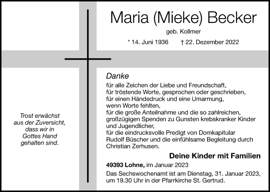 Anzeige von Maria Becker von OM-Medien