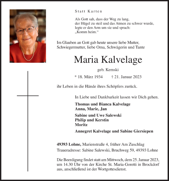Anzeige von Maria Kalvelage von OM-Medien
