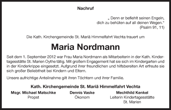 Anzeige von Maria Nordmann von OM-Medien