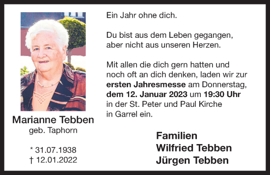 Anzeige von Marianne Tebben von OM-Medien