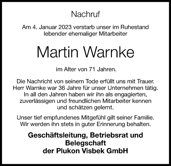 Anzeige von Martin Warnke von OM-Medien