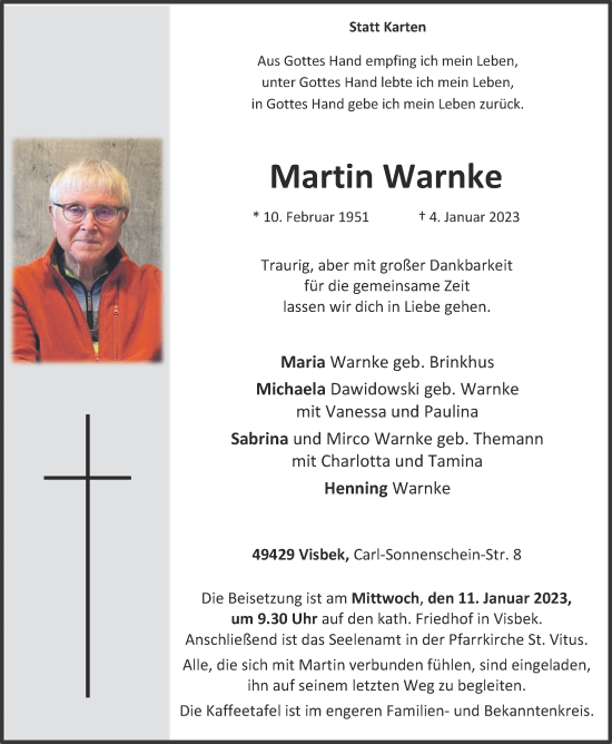 Anzeige von Martin Warnke von OM-Medien