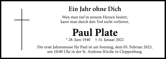 Anzeige von Paul Plate von OM-Medien