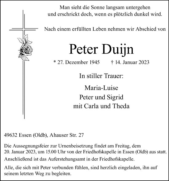 Anzeige von Peter Duijn von OM-Medien