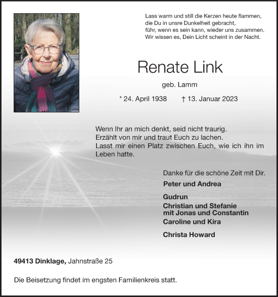 Anzeige von Renate Link von OM-Medien
