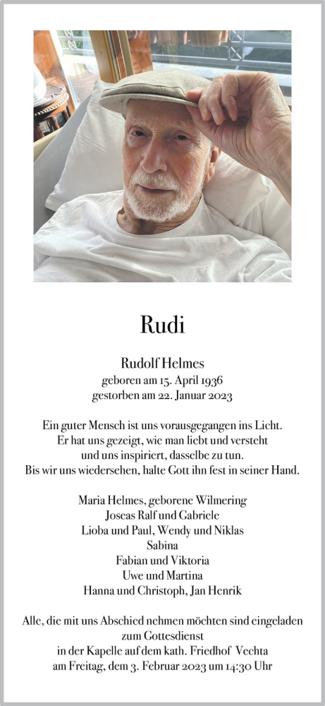 Anzeige von Rudolf Helmes von OM-Medien