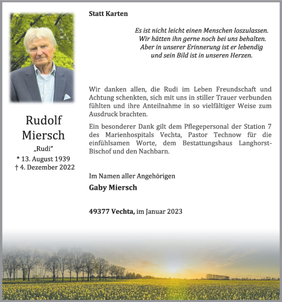 Anzeige von Rudolf Miersch von OM-Medien