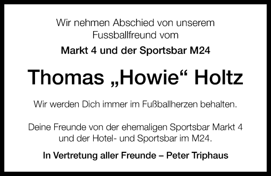 Anzeige von Thomas Holtz von OM-Medien