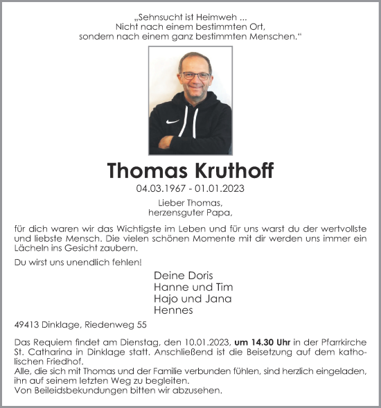 Anzeige von Thomas Kruthoff von OM-Medien