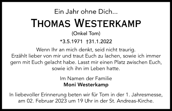 Anzeige von Thomas Westerkamp von OM-Medien