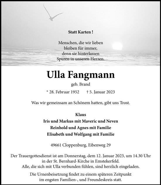 Anzeige von Ulla Fangmann von OM-Medien