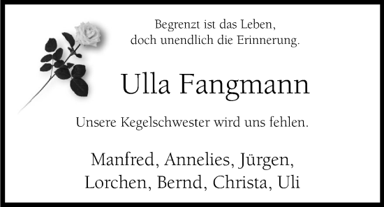 Anzeige von Ulla Fangmann von OM-Medien