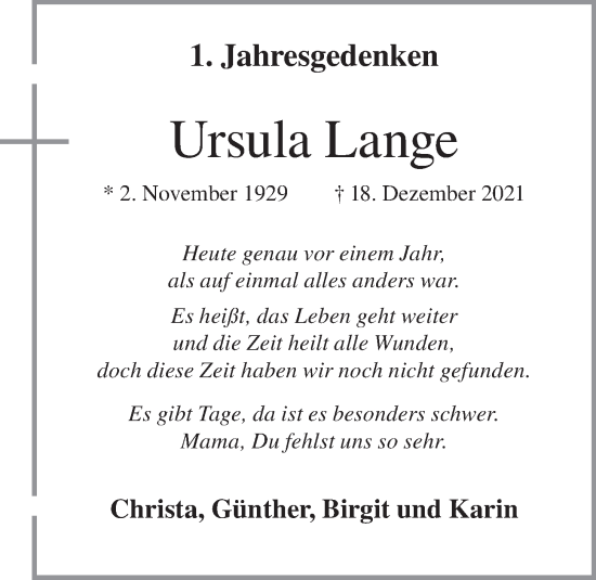 Anzeige von Ursula Lange von OM-Medien