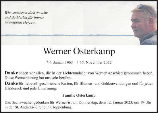 Anzeige von Werner Osterkamp von OM-Medien