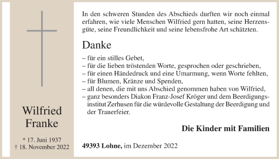 Anzeige von Wilfried Franke von OM-Medien