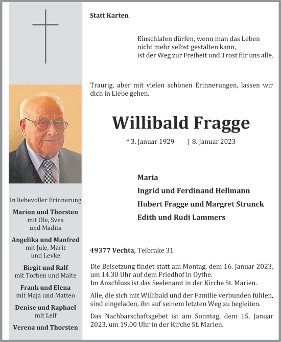 Anzeige von Willibald Fragge von OM-Medien