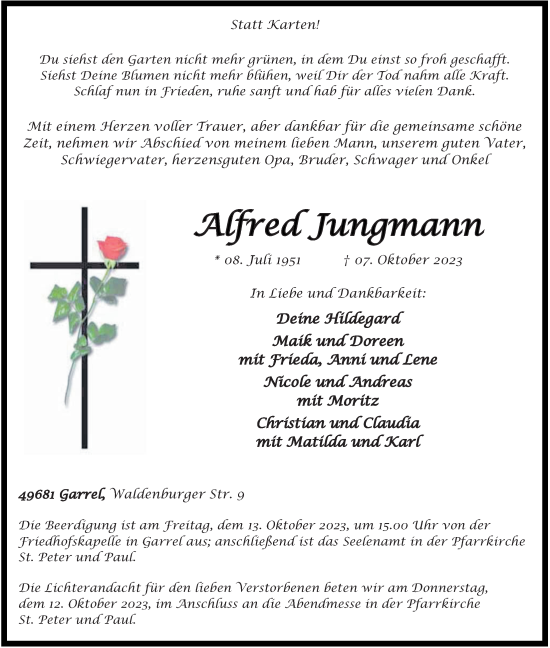 Anzeige von Alfred Jungmann von OM-Medien