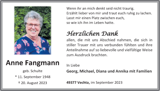 Anzeige von Anne Fangmann von OM-Medien