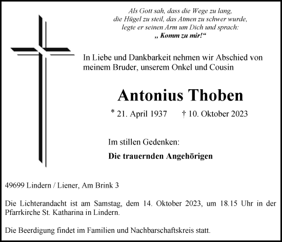 Anzeige von Antonius Thoben von OM-Medien