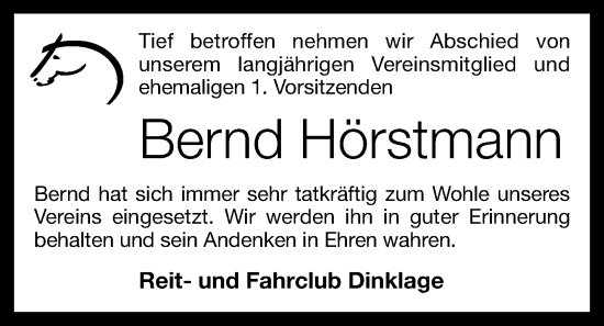 Anzeige von Bernd Hörstmann von OM-Medien