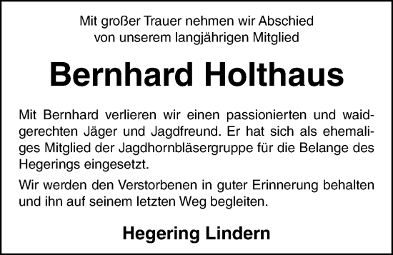 Anzeige von Bernhard Holthaus von OM-Medien