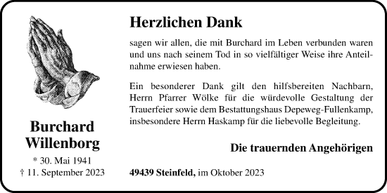 Anzeige von Burchard Willenborg von OM-Medien