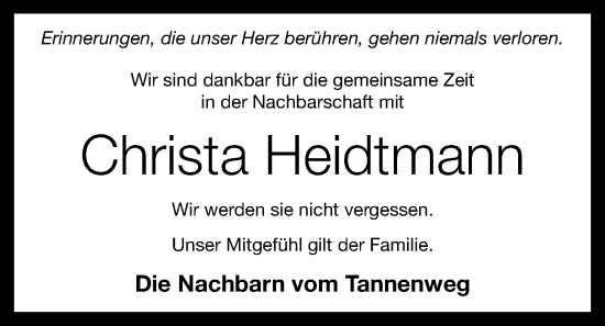 Anzeige von Christa Heidtmann von OM-Medien