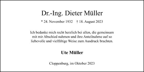 Anzeige von Dieter Müller von OM-Medien