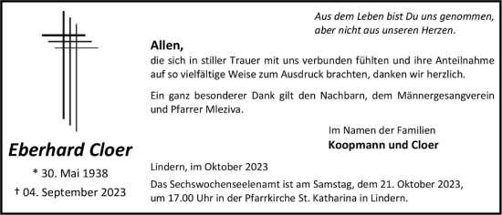 Anzeige von Eberhard Cloer von OM-Medien