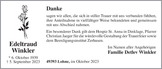 Anzeige von Edeltraud Winkler von OM-Medien