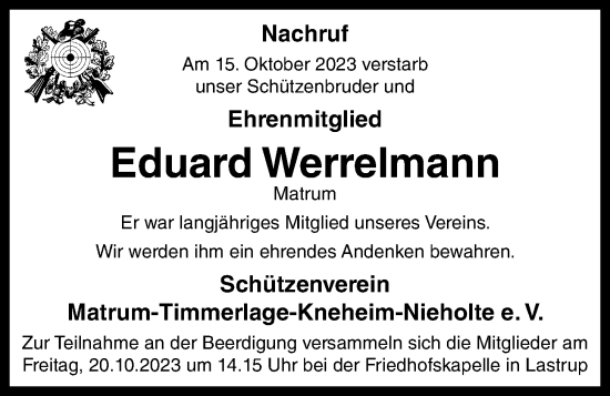 Anzeige von Eduard Werrelmann von OM-Medien