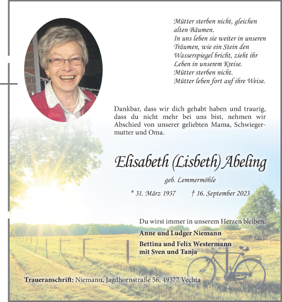 Anzeige von Elisabeth Abeling von OM-Medien