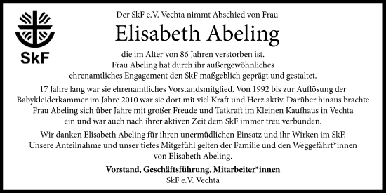 Anzeige von Elisabeth Abeling von OM-Medien