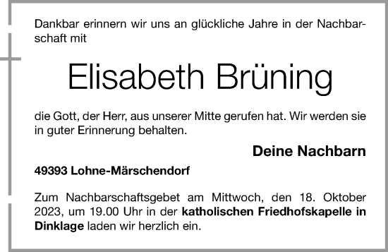 Anzeige von Elisabeth Brüning von OM-Medien